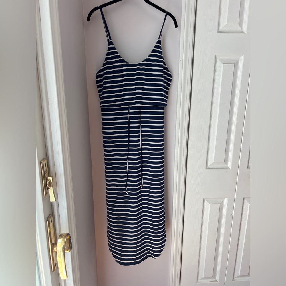 Cupshe Navy and White Striped Maxi Dress
